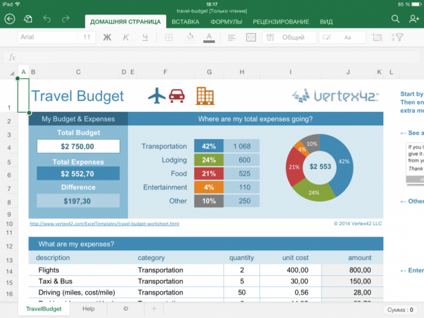 Miten lasketaan kustannukset matkan Excelissä