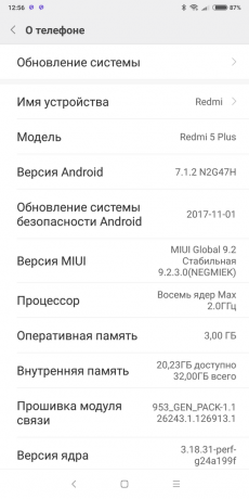 Xiaomi redmi 5 Plus: Versio