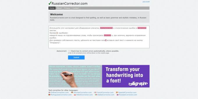 Online välimerkkien tarkistaja: RussianCorrector.com