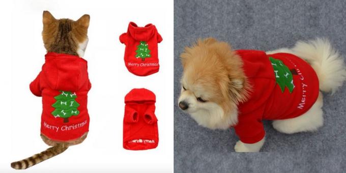 Joulun puvut koirille ja kissoille: punainen takki 
