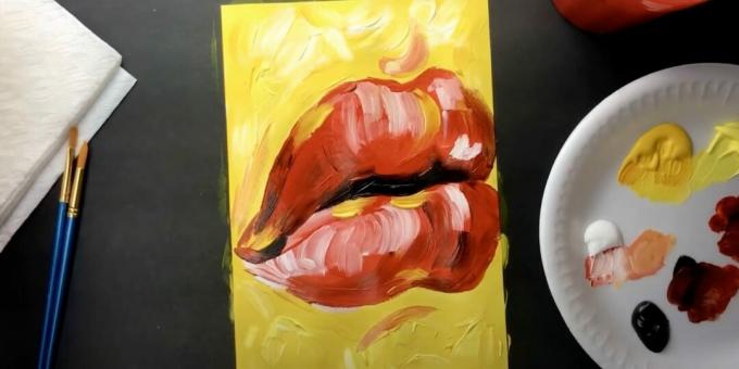Kuinka piirtää huulet: maalaa huulien väliin
