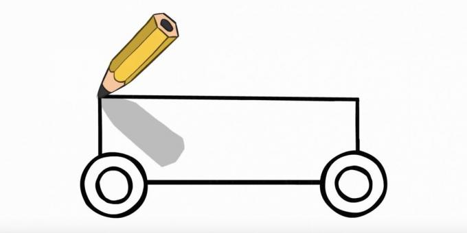 Kuinka piirtää poliisiauto: yhdistä pyörät ylä- ja alaosaan