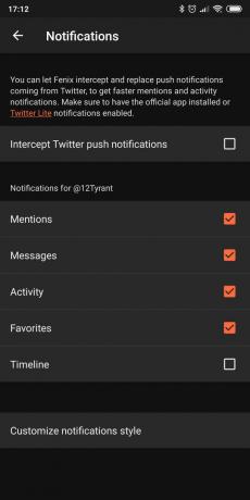 Hakemukset pääsyä Twitter tilille Android: Fenix ​​2