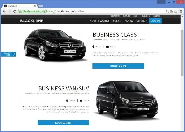 Blacklane tarjoaa business-luokan koneita, liike paketti- ja henkilöautojen palkkio