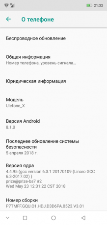 Älypuhelin Yleistä Ulefone X: Phone Information