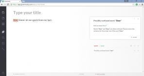 Grammarly löytää virheitä Englanti versio paremmin kuin Word tai Google