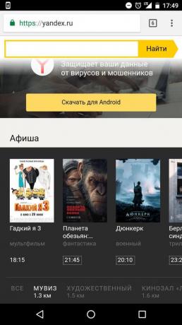 "Yandex": ajastaa valitun elokuvateatteri