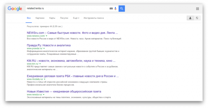 hakuja Google: Etsi vastaavia sivustoja