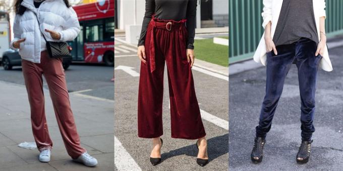 Kesällä myynti Vaatteiden ja jalkineiden naisille: löysät housut Velour