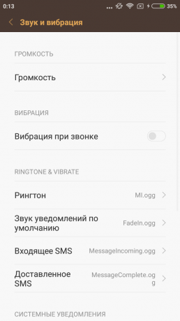 Xiaomi redmi 3s: ääni ja tärinä