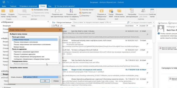 Microsoft Outlook: hakukansioihin