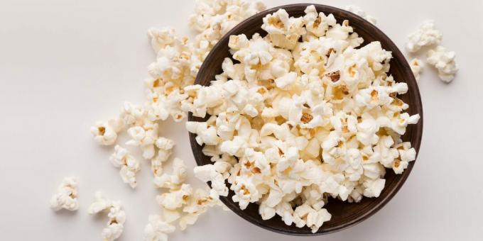 Mitkä elintarvikkeet sisältävät runsaasti kuitua: popcorn