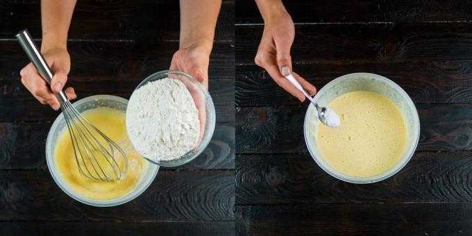 Miten Cook Charlotte: lisää jauhot ja sekoita