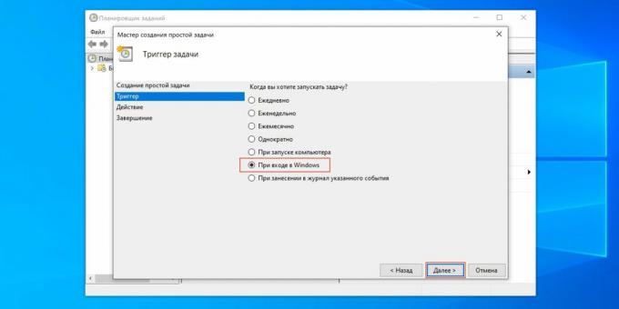 Ohjelman lisääminen Windows 10: n käynnistykseen "Tehtävien ajoituksen" avulla