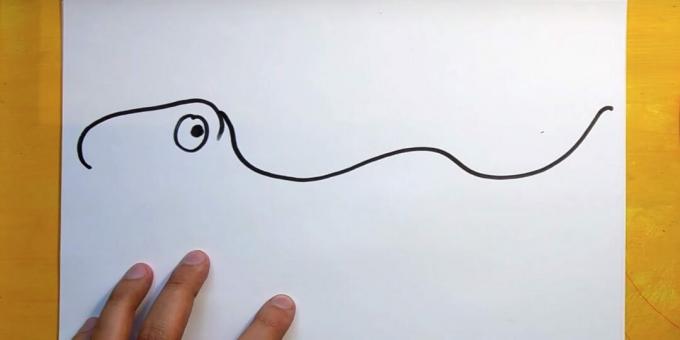 Kuinka piirtää dinosaurus: piirrä aaltoileva viiva