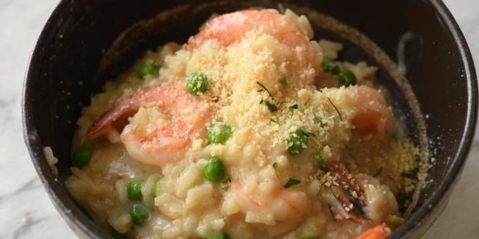 Miten kokki katkarapuja: risotto katkarapuja ja valkoviini