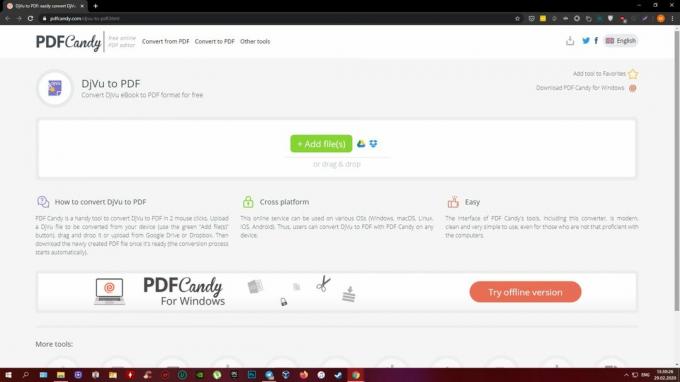 Muunna DjVu PDF-tiedostoksi verkossa: PDFCandy
