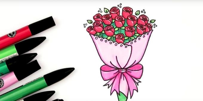 Miten tehdä ruusukimppu ja tusseja tai värikynät
