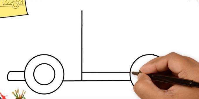 Kuinka piirtää kuorma-auto: lisää kaksi suoraa viivaa