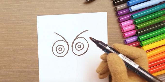 Kuinka piirtää pöllö: piirtää silmät