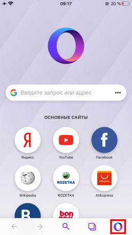 Incognito-tilan ottaminen käyttöön Opera Touchissa iPhonessa