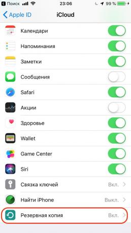 Konfigurointi iPhone: Muokkaa varmuuskopiot