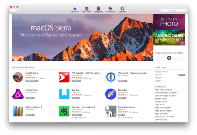 Miten päivittää MacOS Sierra kautta Mac App Storesta