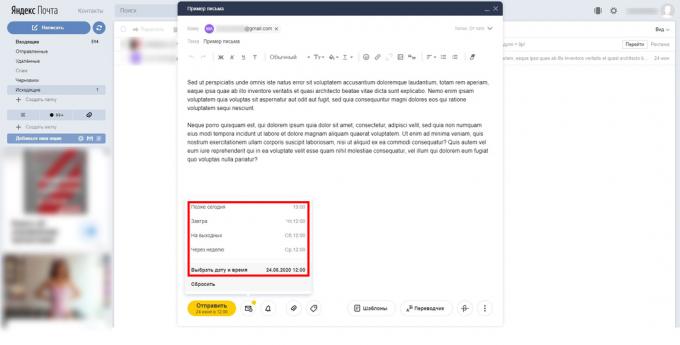 Kuinka peruuttaa kirjeen lähettäminen Yandex.Mailissa: valitse sopivampi aika