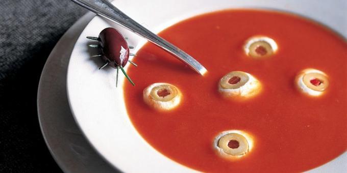 Astiat Halloween: tomaattikeitto silmät