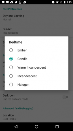 f.lux Android nukkumaanmenoa