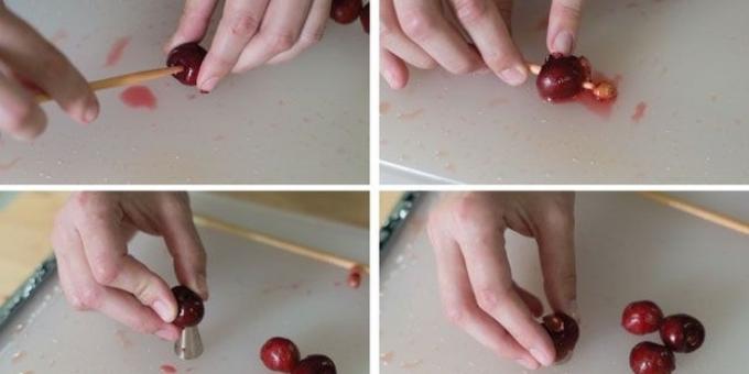 Miten ruokaa kakku kirsikka: poistaminen kivien