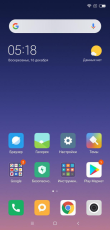 Xiaomi Mi 8 Pro: kuvakkeet