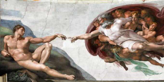 Alkuperäinen maalaus Michelangelo ilman muokkausta