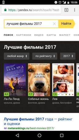 "Yandex": parhaita elokuvia vuoden