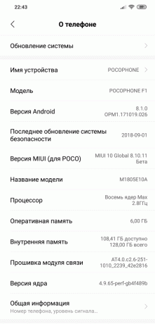 arvostelu Xiaomi Pocophone F1: järjestelmäversio