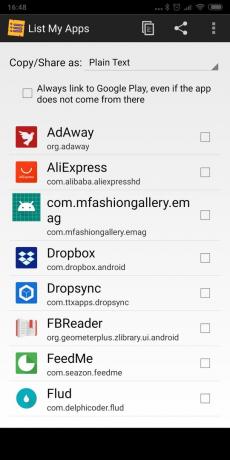 Android-varmuuskopiointisovelluksiin: List Omat sovellukset