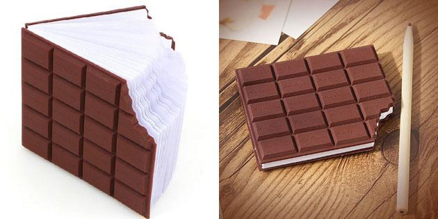 Muistikirjan muodossa Bitten suklaa