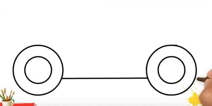 Kuinka piirtää kuorma-auto: kytke pyörät