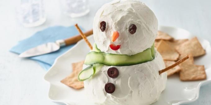 Jouluruokareseptit: alkupala "Cheese Snowman"
