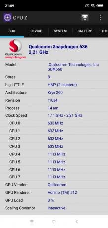 Yleiskuva Xiaomi Mi 8 Lite: CPU-Z (SOC)