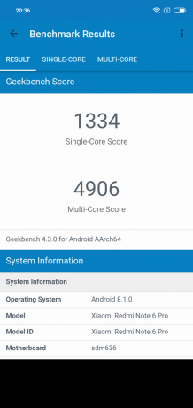 Yleiskuva Xiaomi redmi Huomautus 6 Pro: Geekbench