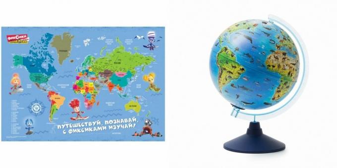 Lahjoja pojalle viiden vuoden ajan syntymäpäivänään: maailmankartta tai maapallo