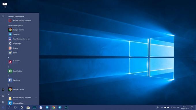 Miten nopeuttaa Windows 10. Purkaa "Käynnistä" -valikosta