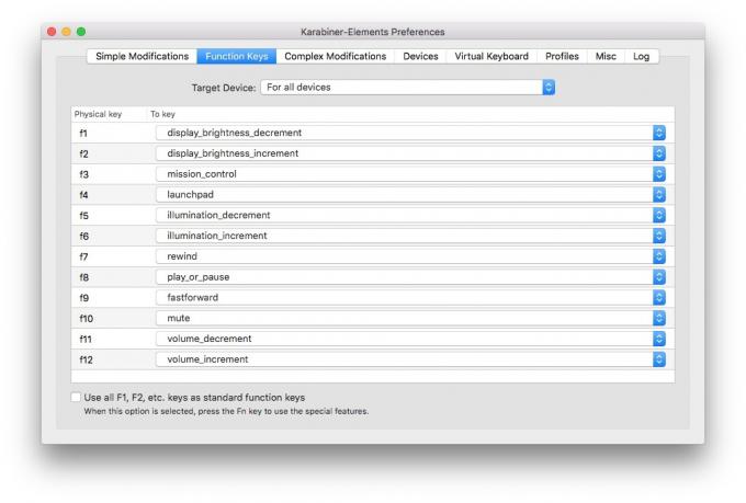 Karabiner-elementit: Setup Funktionäppäimet