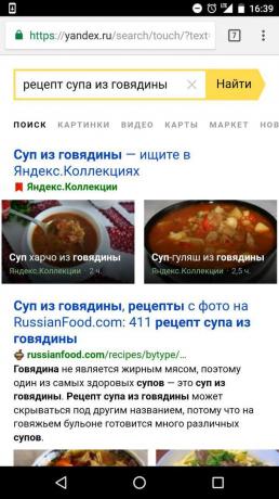"Yandex": etsiä reseptejä ainesosia