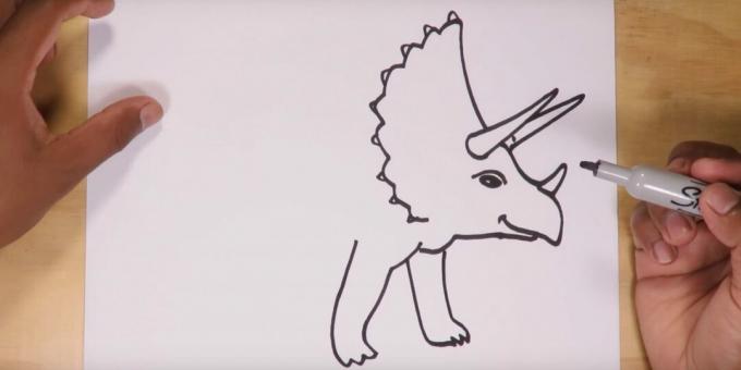 Kuinka piirtää Triceratops: piirrä etujalat