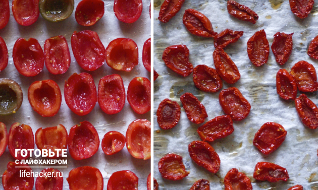 Kuinka tehdä aurinkokuivattuja tomaatteja kotona: laita tomaatit uuniin