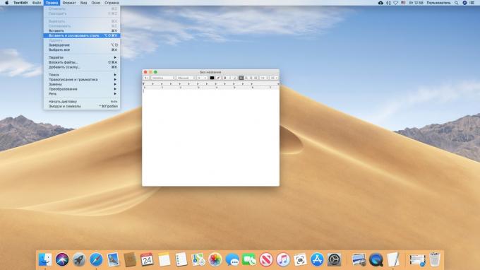 Liitä tekstiä ilman muotoilua Macissa