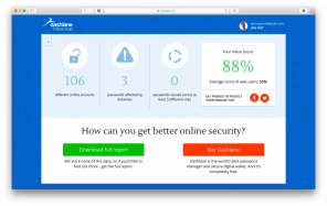 Dashlane Scan - Service postin skannaus ja etsimällä sähköposteja salasanojen