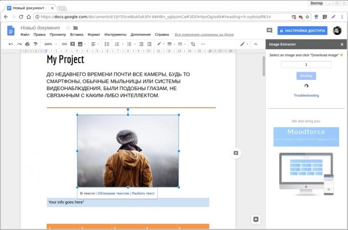 Google Docs lisäosat: Image Extractor